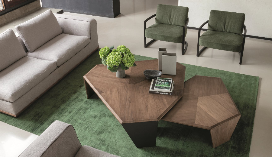 set de 2 tables basses hexagonales en noyer — zinestudio set de 2 tables basses hexagonales en noyer — zinestudio