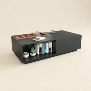 table basse noire avec rangement intégré — zinestudio