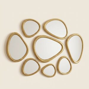 set de 8 miroirs organiques cadre laiton doré — zinestudio