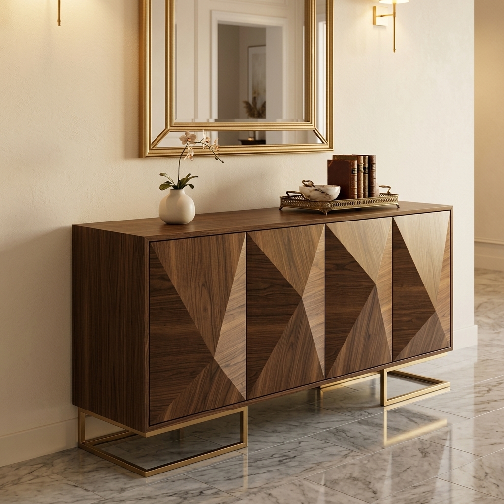 buffet bois noyer massif pieds métal doré — zinestudio buffet bois noyer massif pieds métal doré — zinestudio