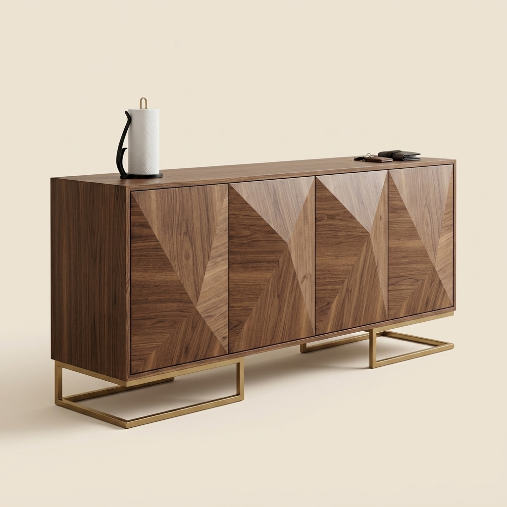 buffet bois noyer massif pieds métal doré — zinestudio buffet bois noyer massif pieds métal doré — zinestudio