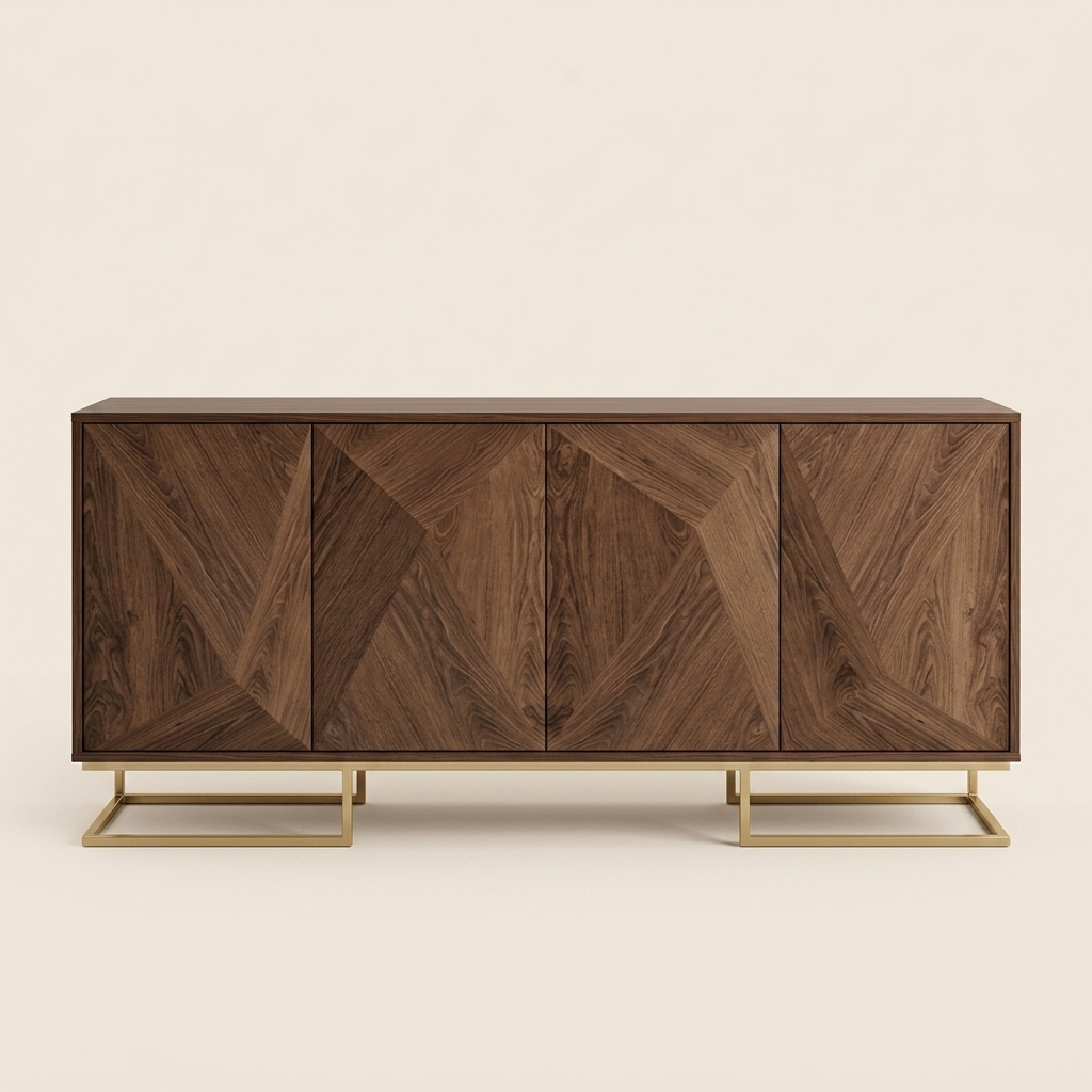 buffet bois noyer massif pieds métal doré — zinestudio buffet bois noyer massif pieds métal doré — zinestudio