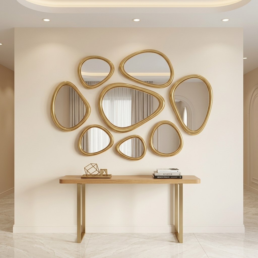 set de 8 miroirs organiques cadre laiton doré — zinestudio set de 8 miroirs organiques cadre laiton doré — zinestudio