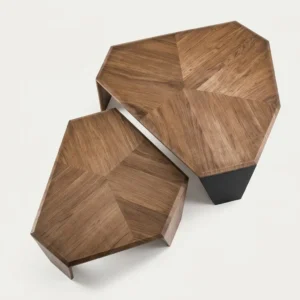set de 2 tables basses hexagonales en noyer — zinestudio