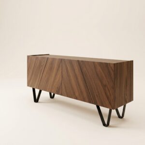 buffet bois noyer pieds métal en x — zinestudio