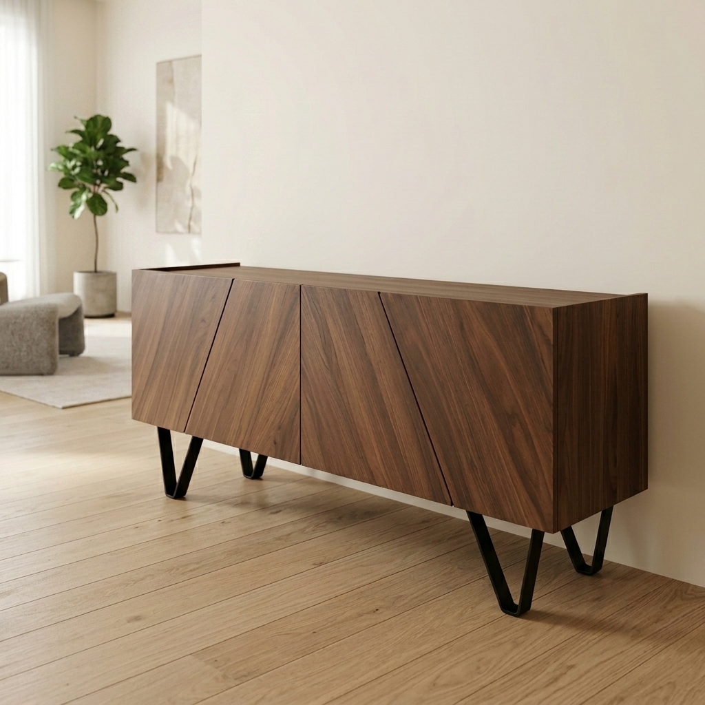buffet bois noyer pieds métal en x — zinestudio buffet bois noyer pieds métal en x — zinestudio