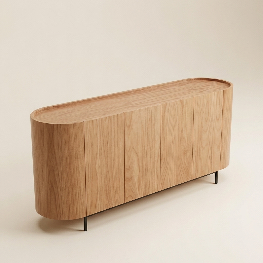buffet ovale en bois clair sur mesure — zinestudio buffet ovale en bois clair sur mesure — zinestudio