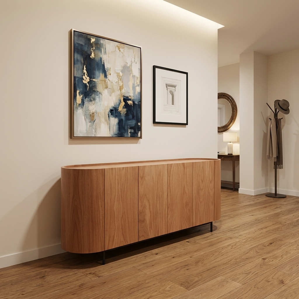 buffet ovale en bois clair sur mesure — zinestudio buffet ovale en bois clair sur mesure — zinestudio