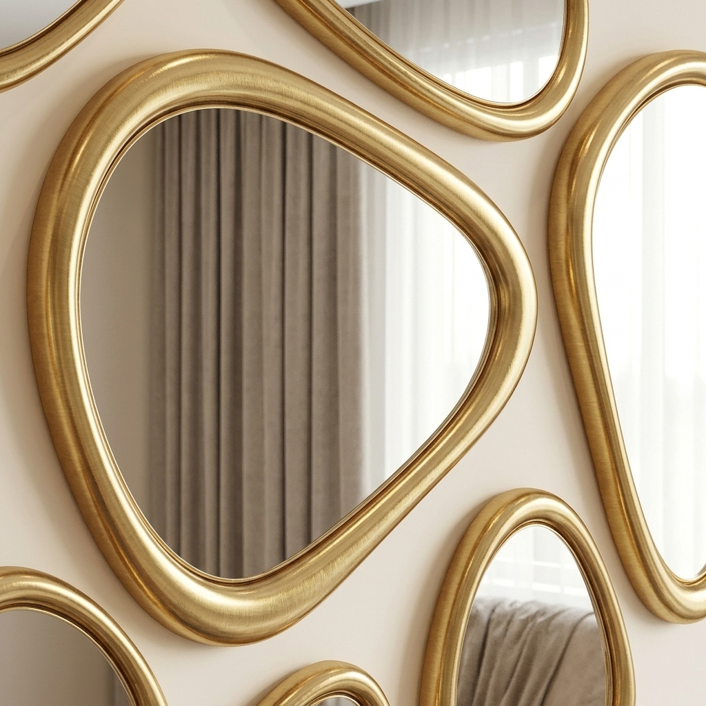 set de 8 miroirs organiques cadre laiton doré — zinestudio set de 8 miroirs organiques cadre laiton doré — zinestudio