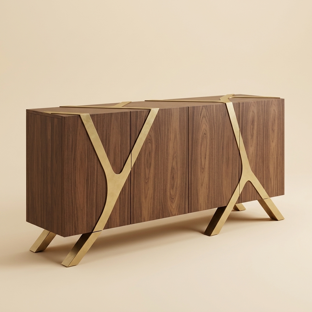 buffet bois noyer structure laiton doré — zinestudio buffet bois noyer structure laiton doré — zinestudio