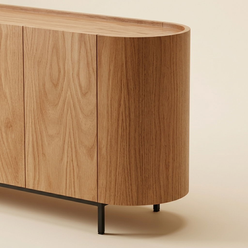 buffet ovale en bois clair sur mesure — zinestudio buffet ovale en bois clair sur mesure — zinestudio