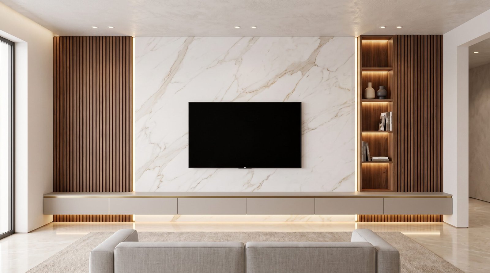 Meuble sur mesure ou meuble standard : lequel choisir au Maroc ? modern living room interior render 2k 20260929225033