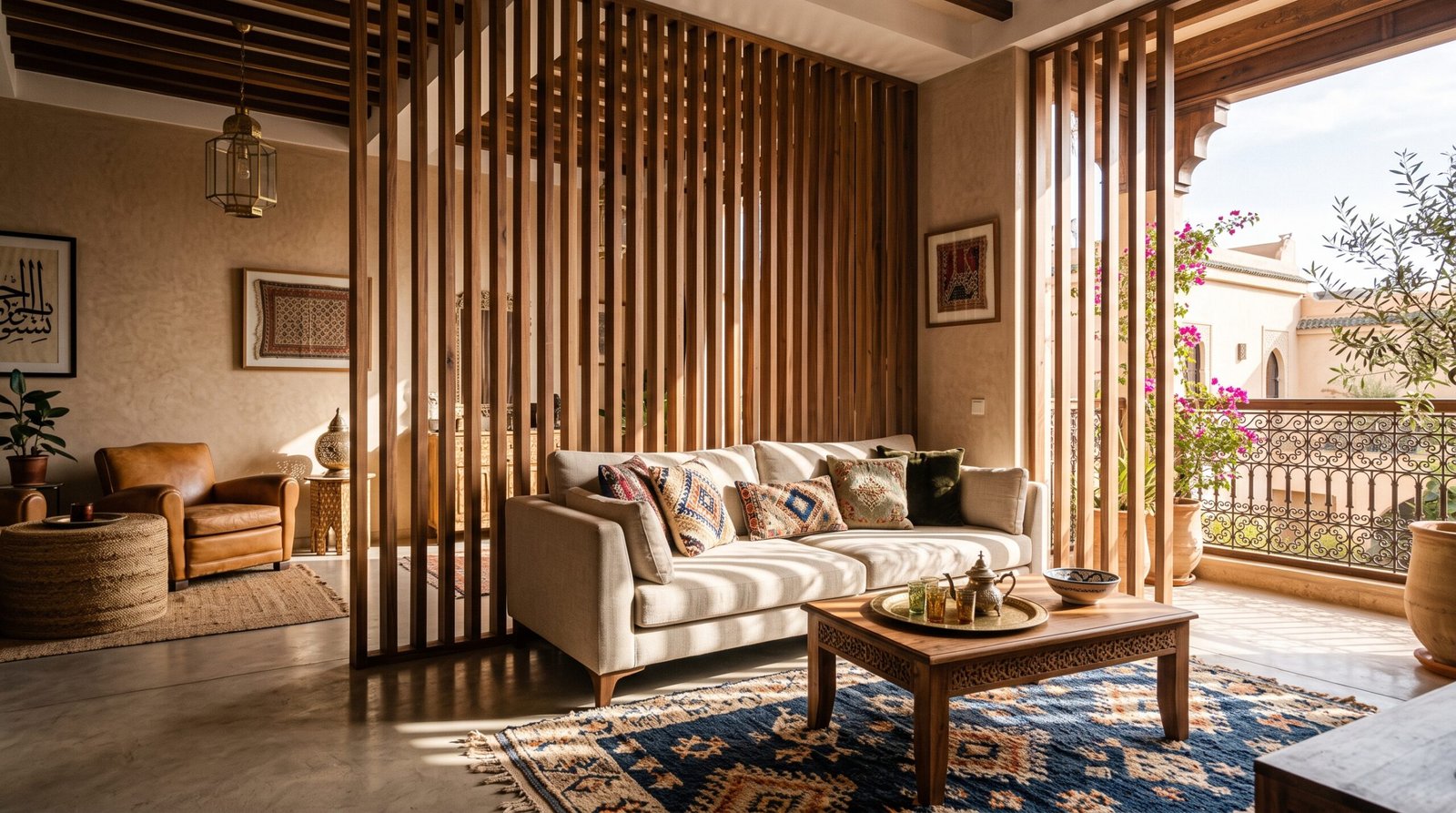 Séparation claustra en bois sur mesure Maroc