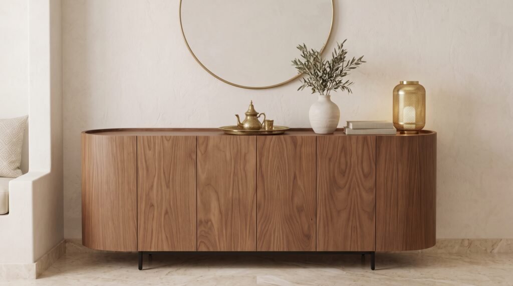 Salon Marocain Moderne : 10 Idées pour l'Aménager avec des Meubles en Bois sideboard in moroccan salon 2k 20261005171205