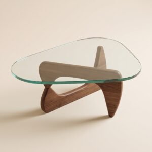 OUED : table basse sculpturale en noyer et verre | ZainStudio